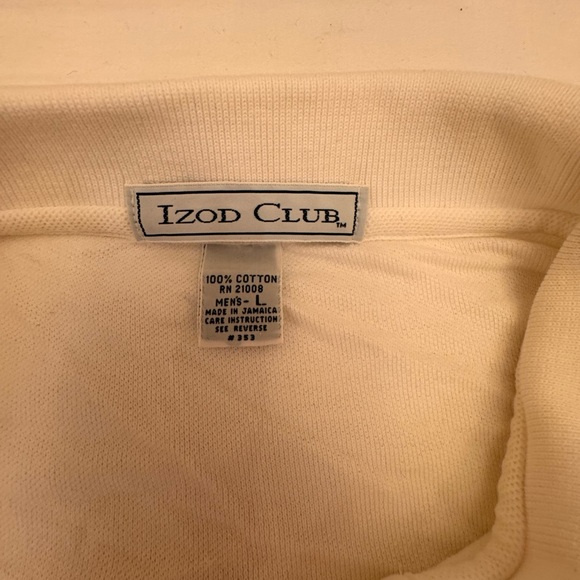 Izod‎ Club White Polo Shirt L | 90s Vintage Golf Preppy Embroidered Logo - Picture 4 of 7